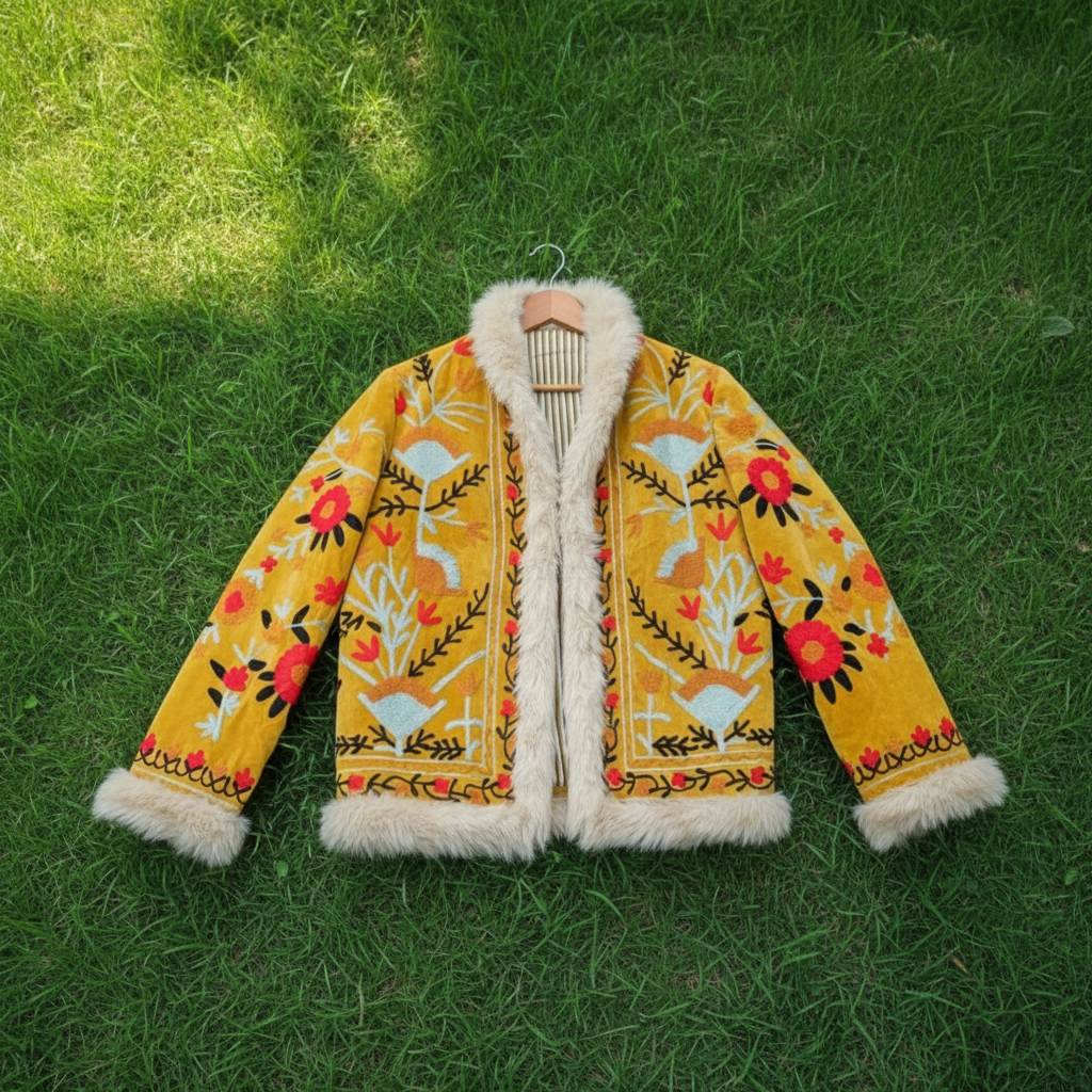 Velvet Embroidered Afghan Jacket