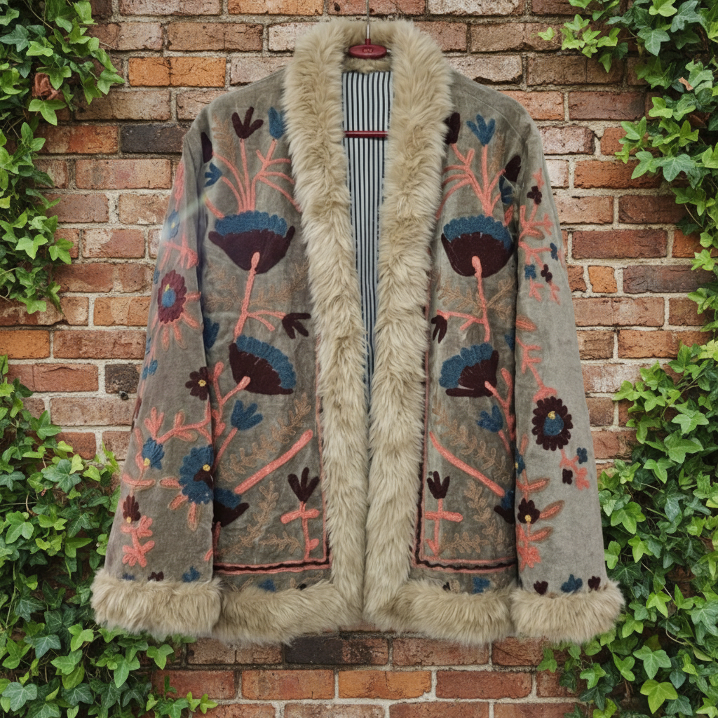 Velvet Embroidered Afghan Jacket