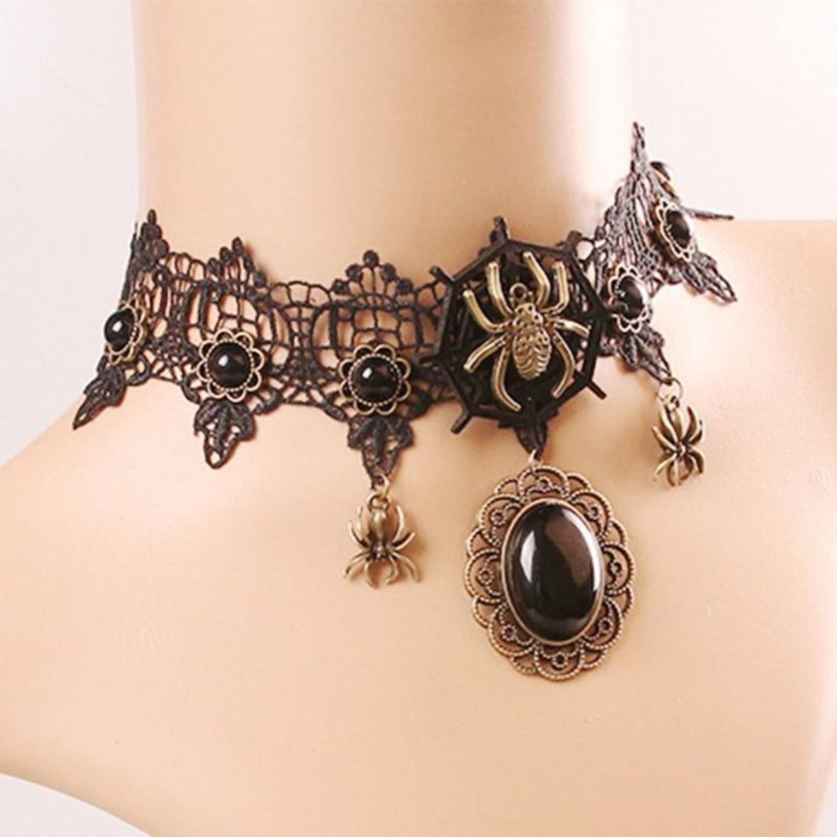Retro Halloween Spider Lace Necklace - Festigal
