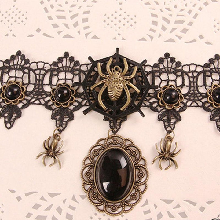 Retro Halloween Spider Lace Necklace - Festigal