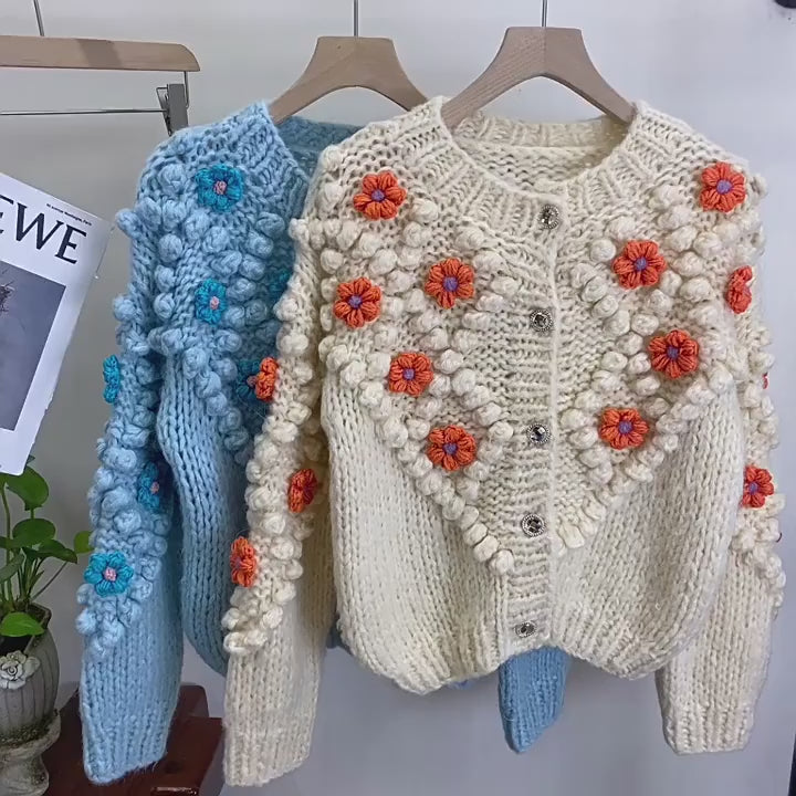 Crochet Flower Mohair Cardigan