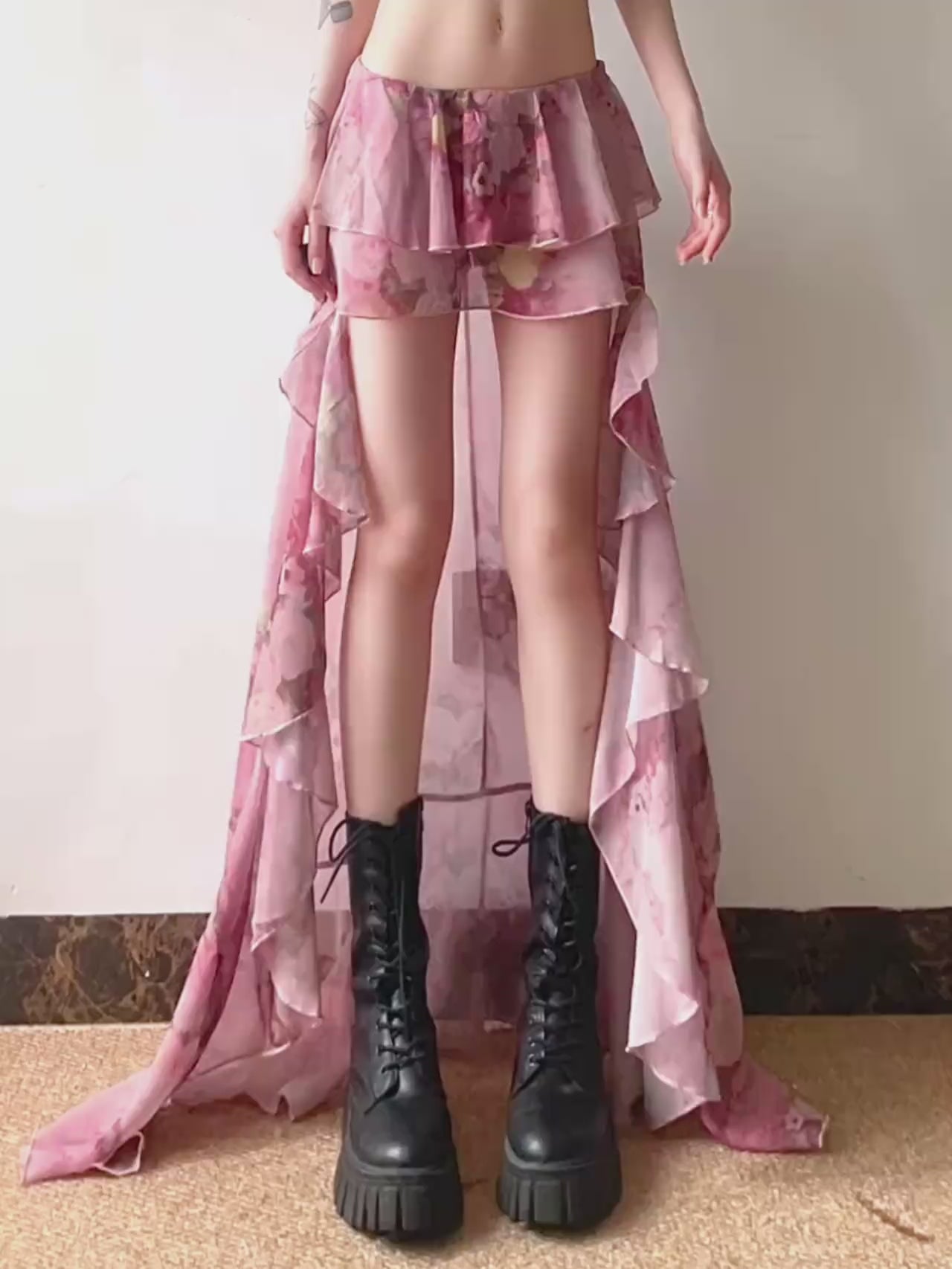 Floral Asymmetrical Shorts