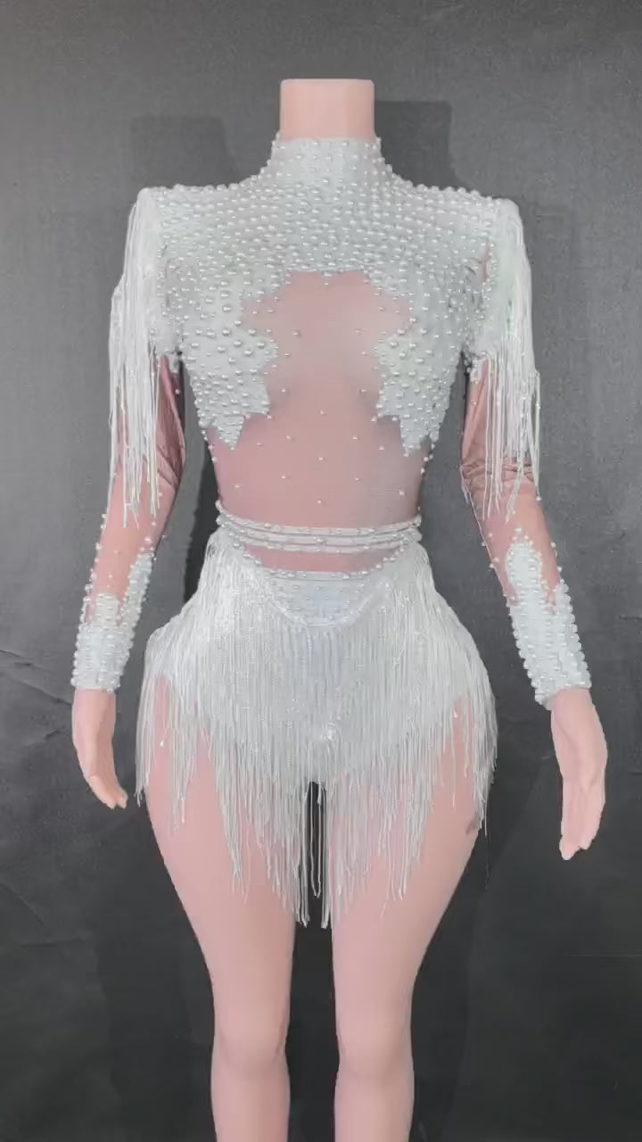 Rhinestone Tassel Bodysuit