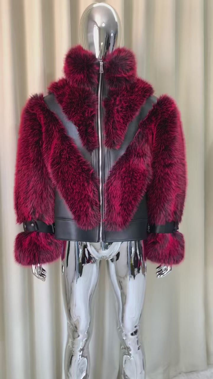 Men's Faux Fur Patchwork Coat