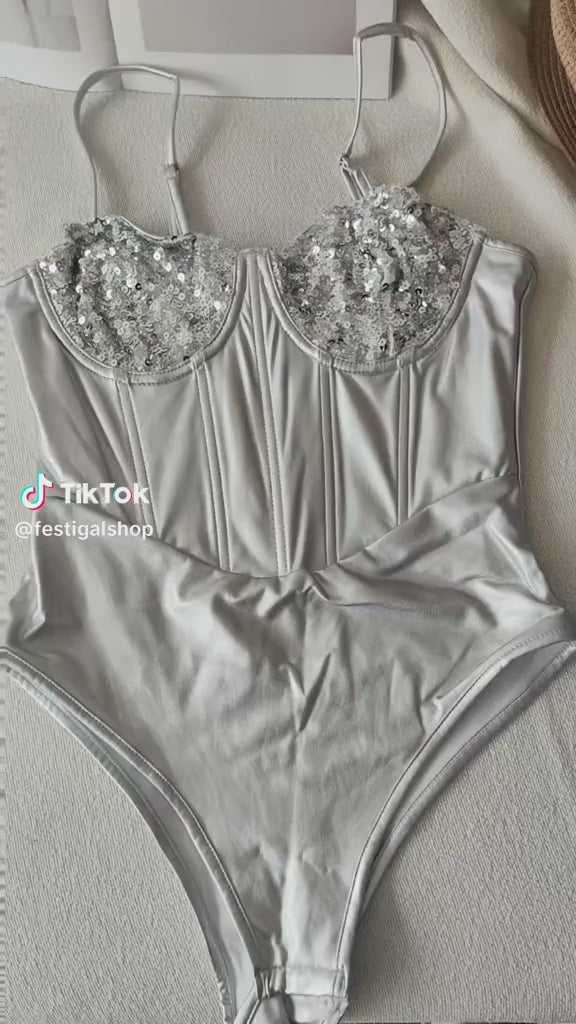 Sequin Metallic Bodysuit
