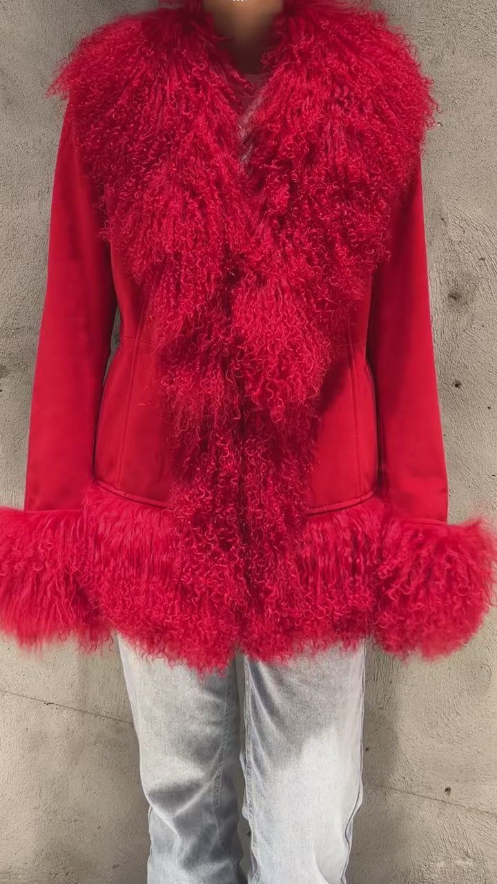 Suede Mongolian Fur Jacket