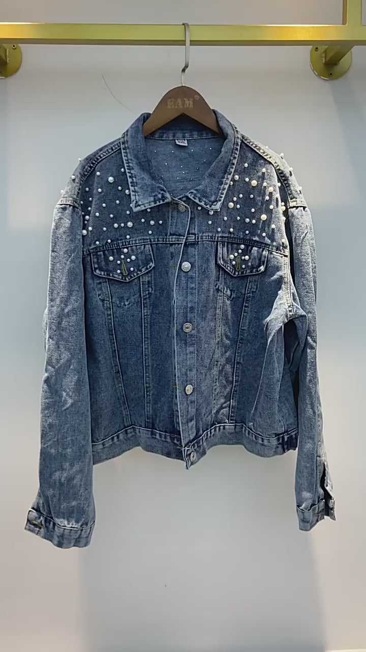 Pearl Embellished Denim Jacket