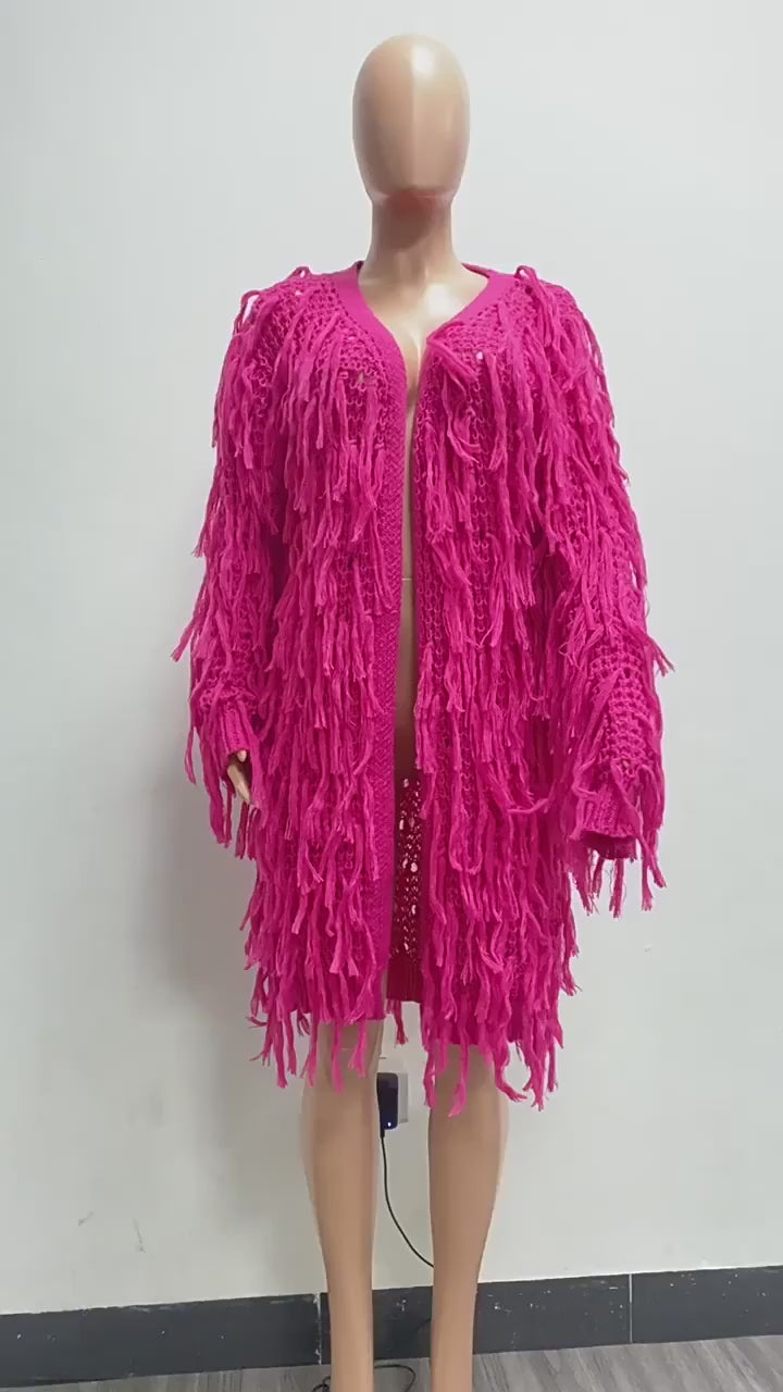Oversized Tassel Cardigan