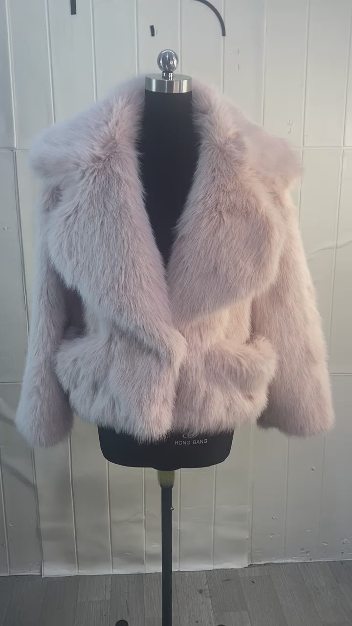Faux Fur Oversized Collar Coat