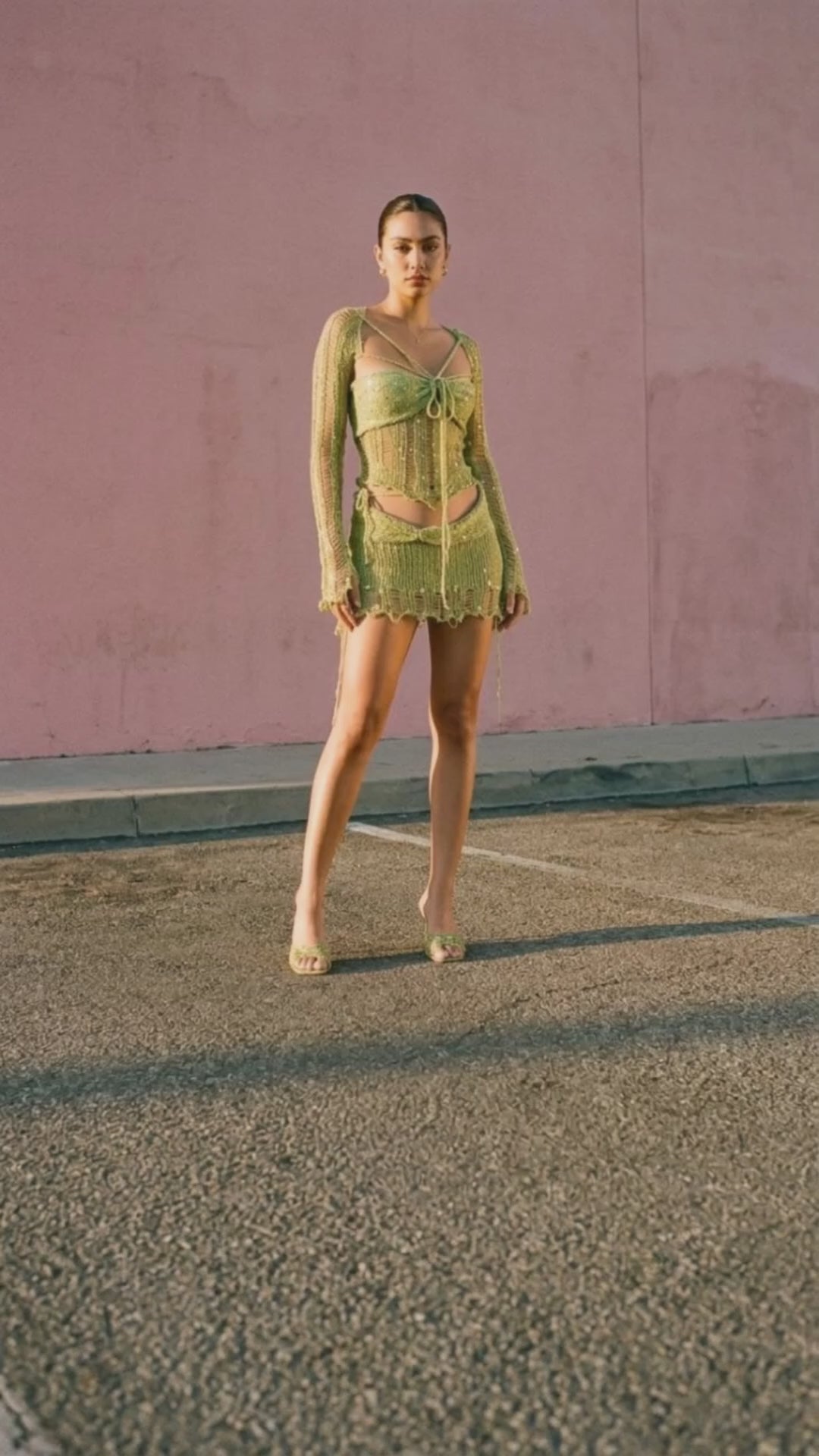 Distressed Knitted Sequin Three Piece Set