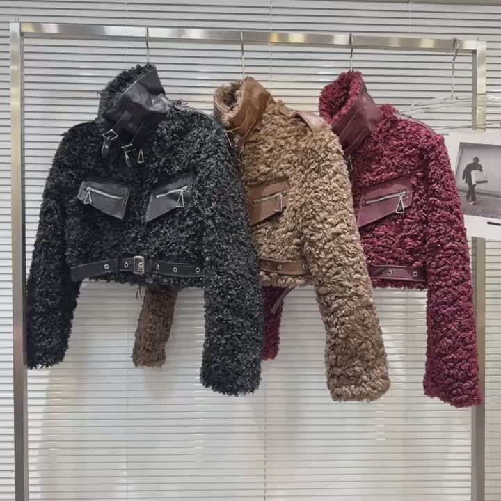 Faux Lambswool Cropped Jacket