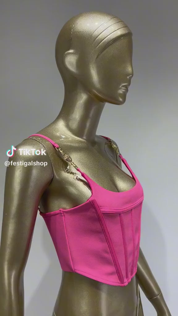 Gwen Pink Crop Corset