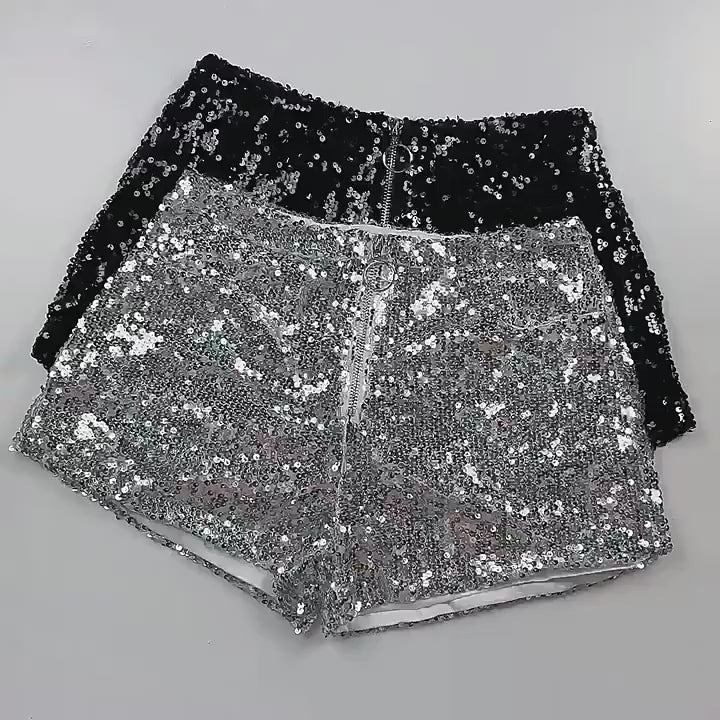 Short zippé à sequins