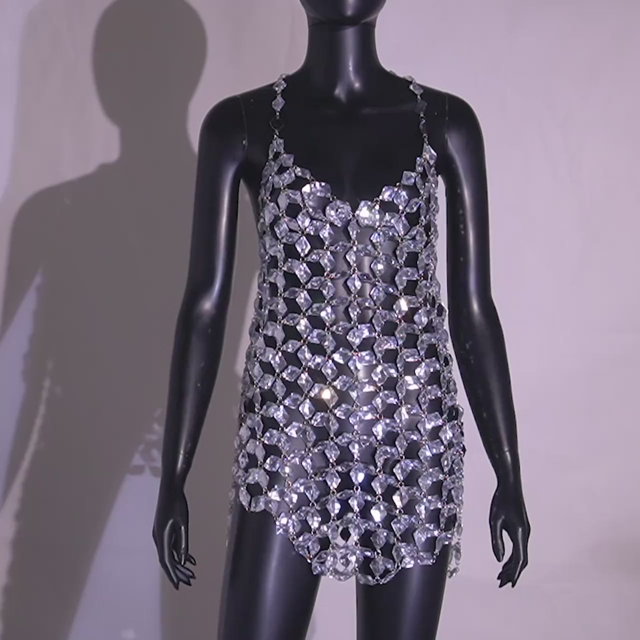 Rhinestone Hollow Out Dress