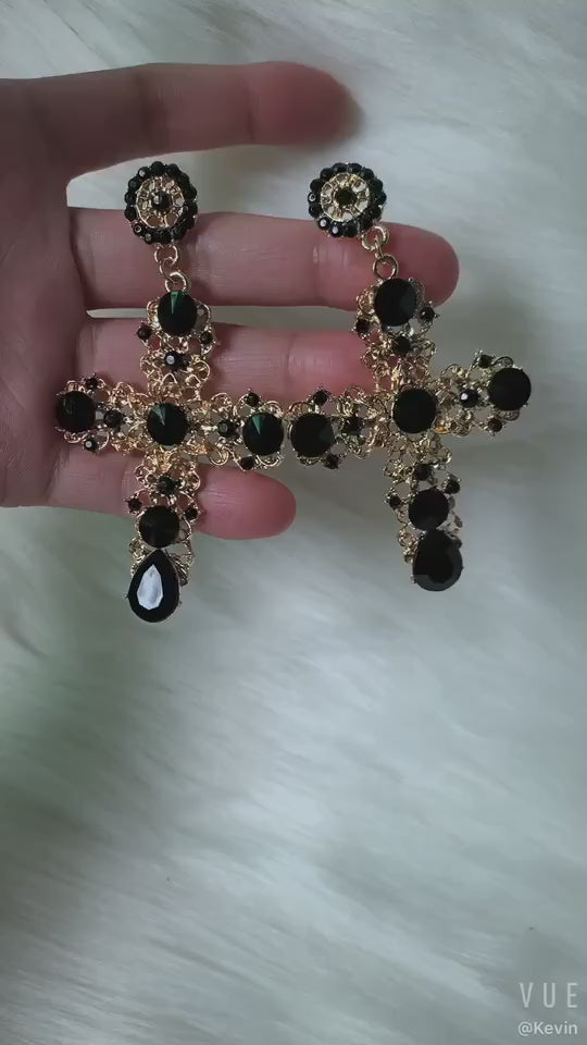 Baroque Cross Earrings