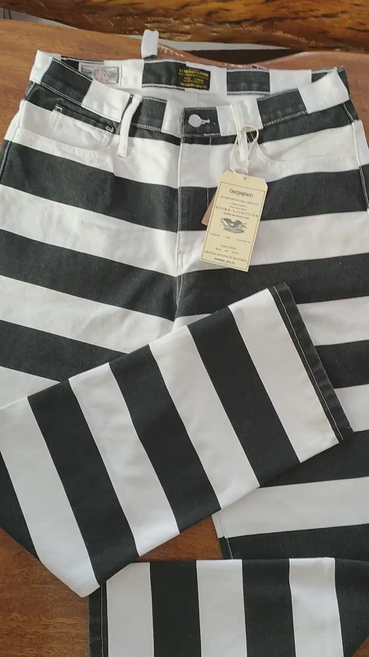 Monochrome Striped Canvas Trousers