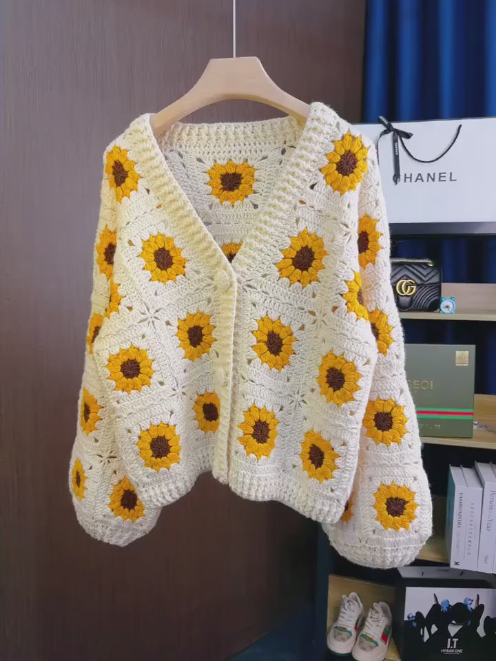 Crochet Sunflower Cardigan