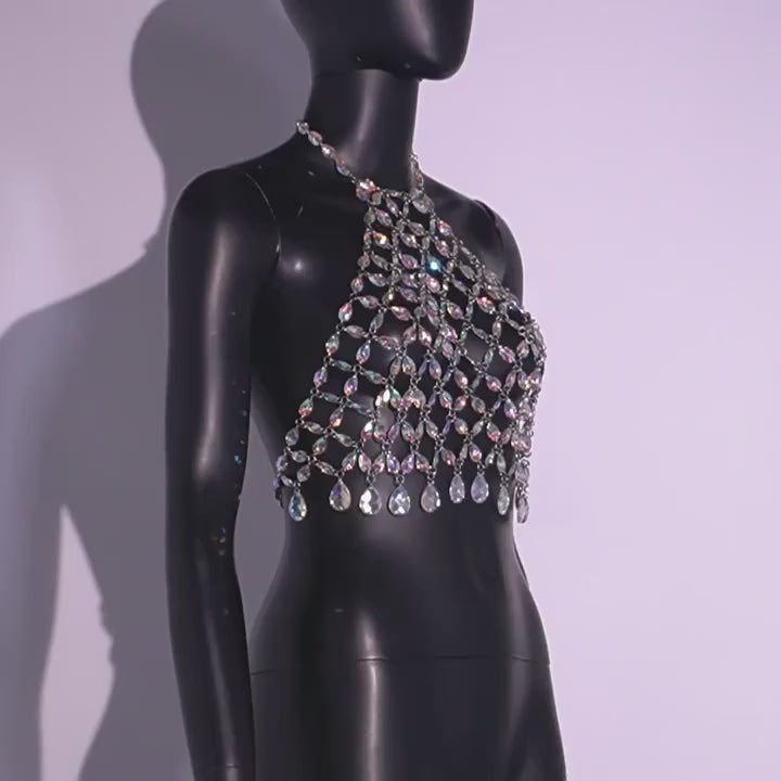 Hollow Out Rhinestone Top