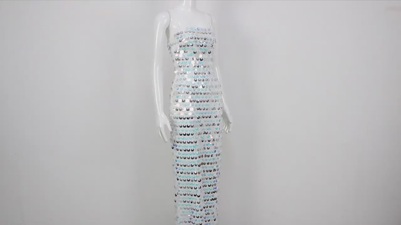 Metallic Sequin Maxi Dress