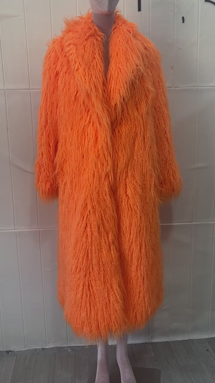 Long Shaggy Faux Fur Coat