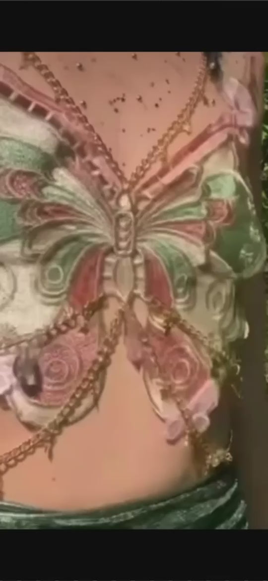 Butterfly Embroidered Top & Collar Set