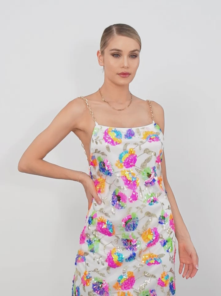 Backless Embellished Chain Strap Dress