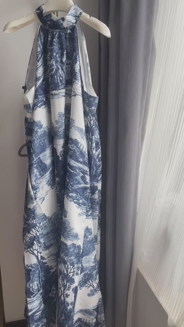 Halter-neck Landscape Midi Dress