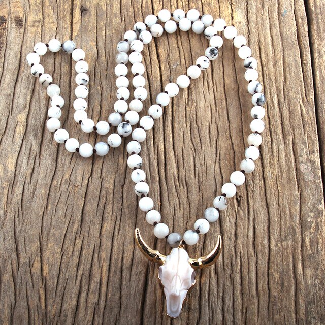 Buffalo Skull Real Stone Unisex Necklace