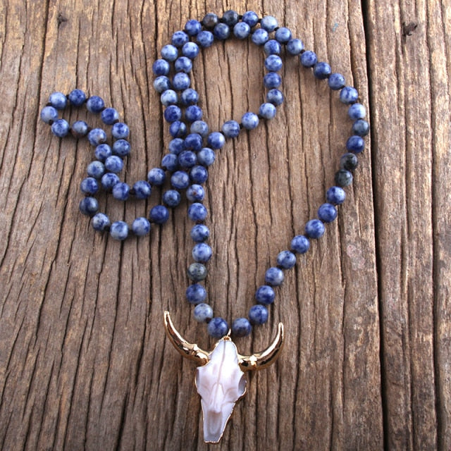 Buffalo Skull Real Stone Unisex Necklace