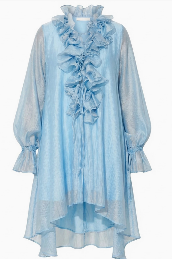 Blue Ruffle Midi Dress