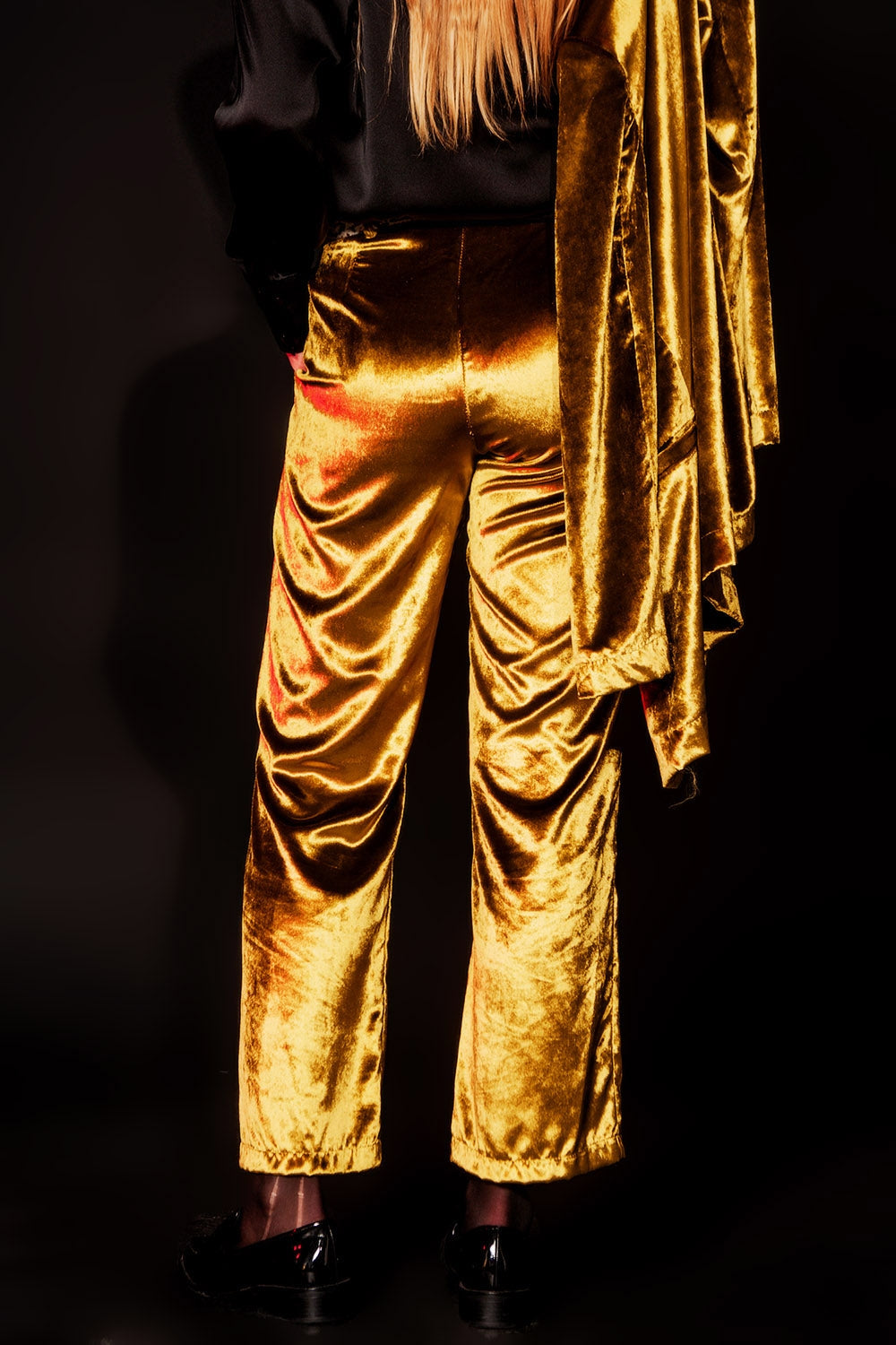Gold Straight Leg Velvet Pants - Festigal