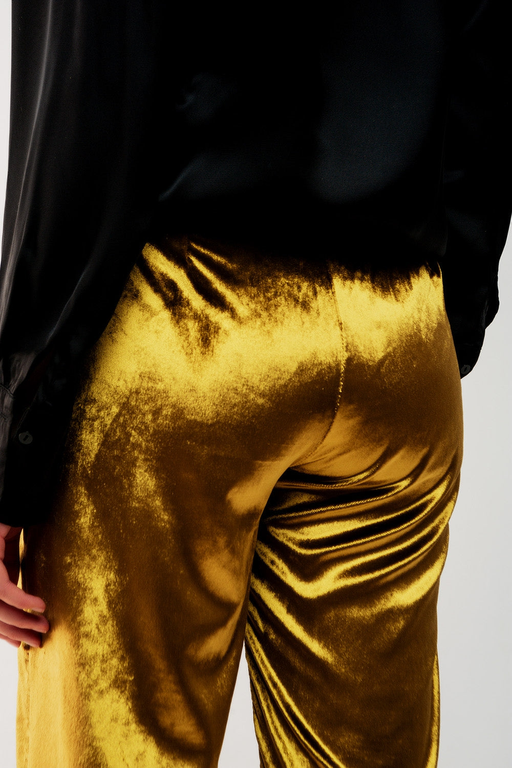 Gold Straight Leg Velvet Pants - Festigal