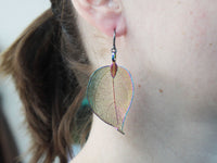 Electroplated Real Leaf Earrings