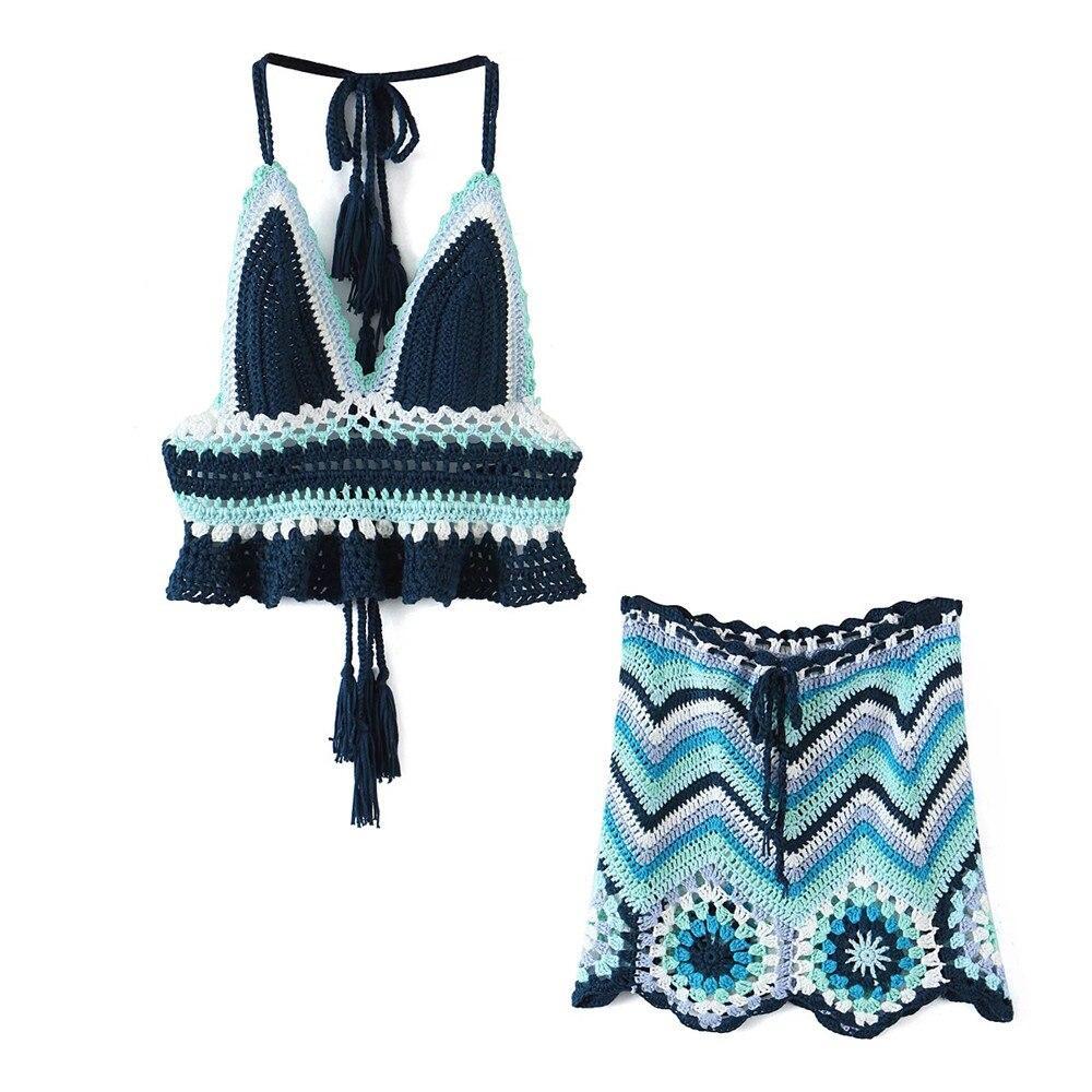 Blue for You Crochet Top and Skirt - Festigal