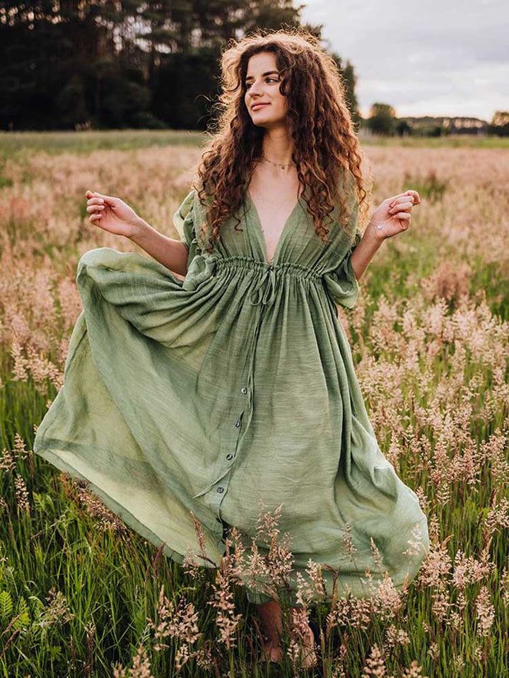 Long Cotton Tunic Cover Over Dress - Festigal