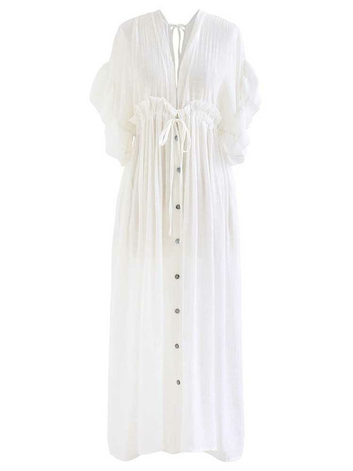 Long Cotton Tunic Cover Over Dress - Festigal