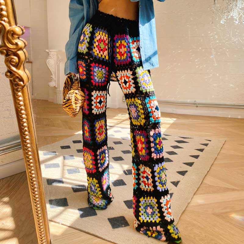 Boho Handmade Crochet Wide Leg Pants - Festigal