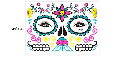 Day of The Dead Glow In The Dark Face Stickers