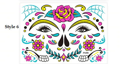 Day of The Dead Glow In The Dark Face Stickers