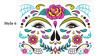 Day of The Dead Glow In The Dark Face Stickers - Festigal
