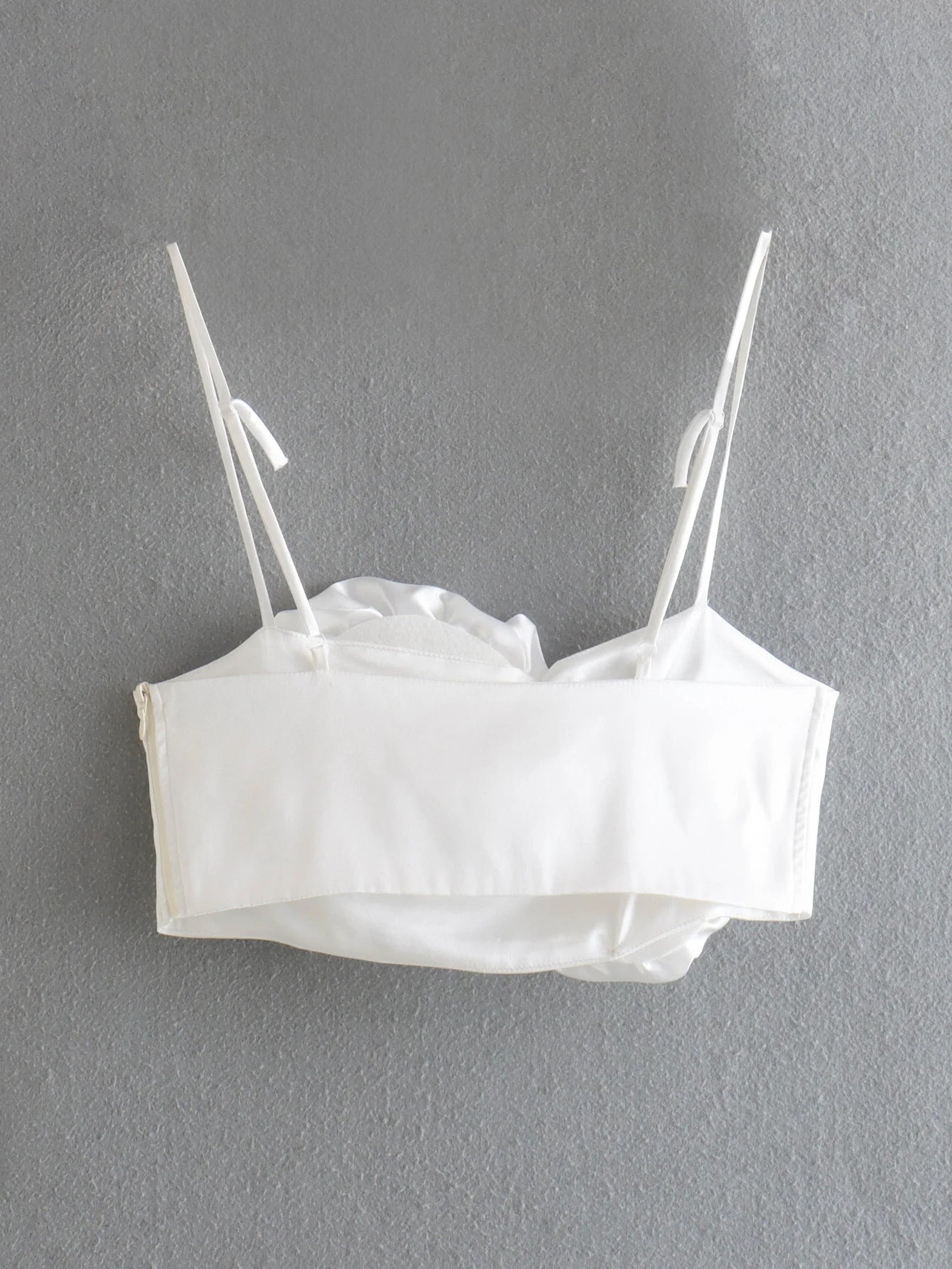 3D White Rose Cami Crop Top - Festigal