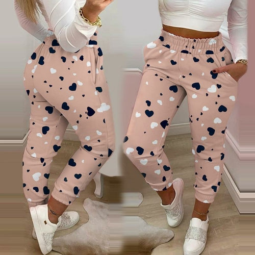 Heart Printed Slimline Harem Pants - Festigal