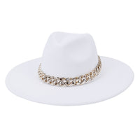 Classic Fedora Hat with gold chain