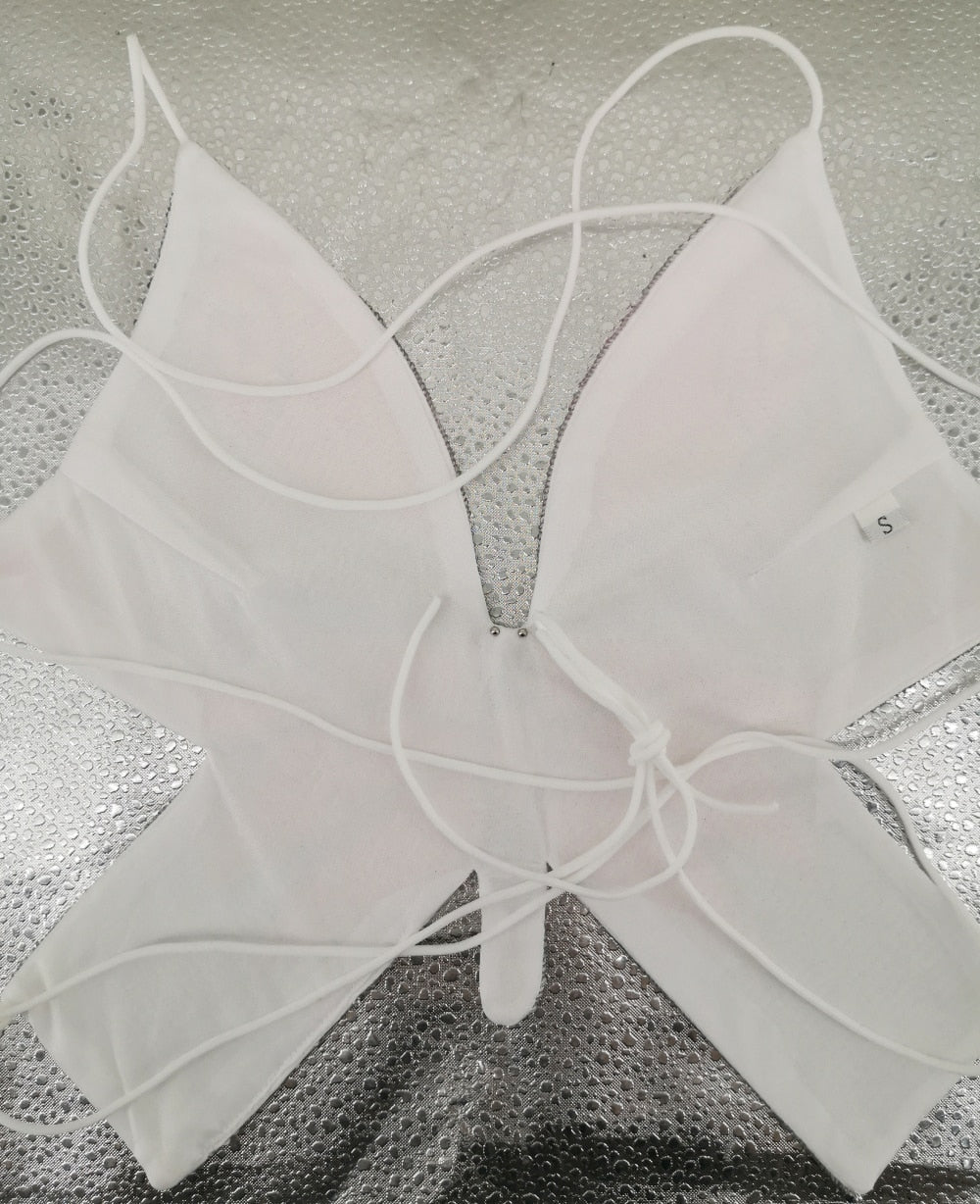 Sequin Butterfly Crop Top - Festigal