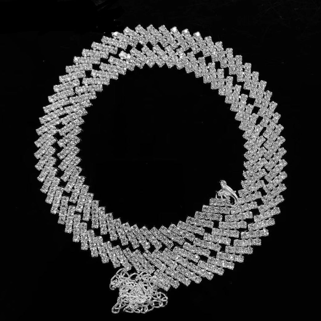 Shiny Silver Crystal Waist Chain - Festigal
