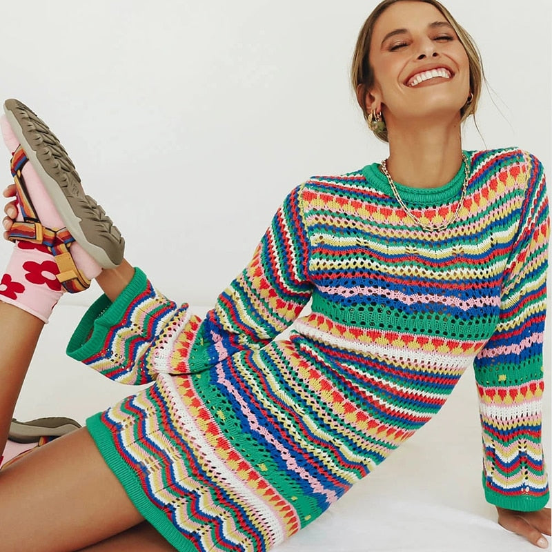 crochet dress colourful Handmade Crochet Dress 02 Multicolor