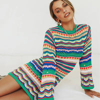 Colourful Striped Knitted/Crochet Dress