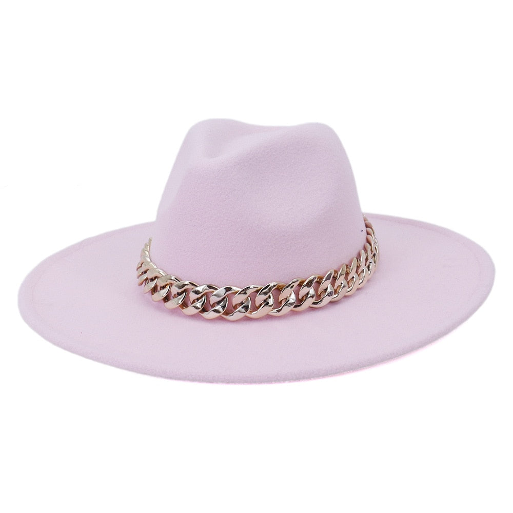 Classic Fedora Hat with gold chain - Festigal