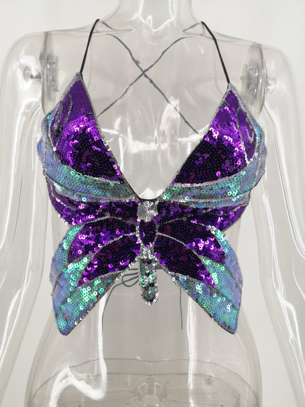 Sequin Butterfly Crop Top - Festigal
