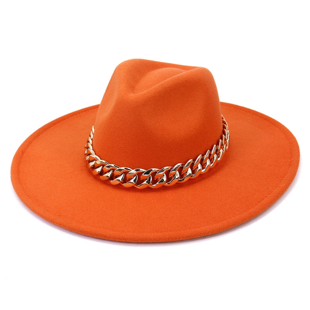 Classic Fedora Hat with gold chain - Festigal